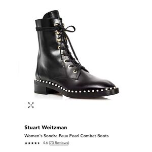 Stuart Weitzman Women's Sondra Faux Pearl Combat Boots